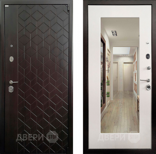 Входная металлическая Дверь Ратибор Квант зеркало 3К Лиственница в Подольск