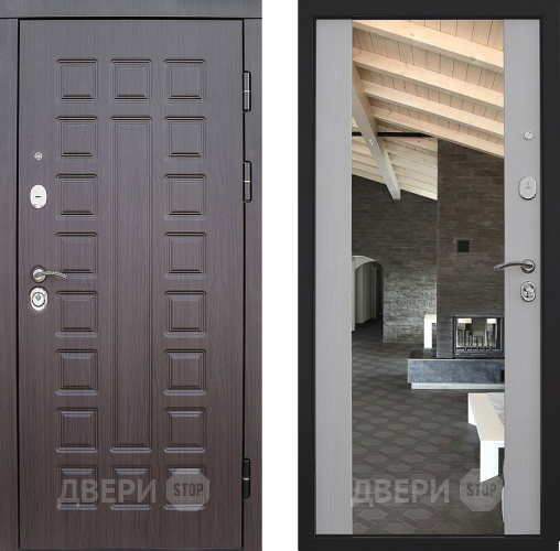 Входная металлическая Дверь S01 2К Зеркало Лиственница белая в Подольск