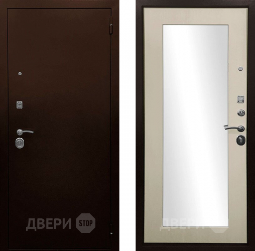 Входная металлическая Дверь Ратибор Оптима 3К зеркало Лиственница беж в Подольск