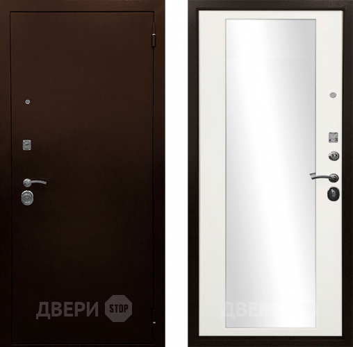 Входная металлическая Дверь Ратибор Троя 3К зеркало Белый матовый в Подольск