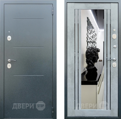 Дверь Престиж Люкс с зеркалом Бетон в Подольск