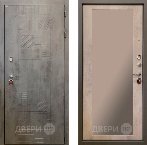 Входная металлическая Дверь Ратибор Тетрис 3К с зеркалом Бетон светлый в Подольск