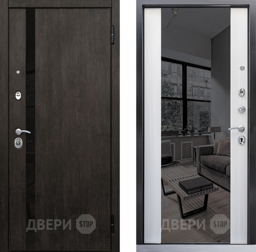 Входная металлическая Дверь Премьер зеркало тиковое дерево/лиственница белая в Подольск