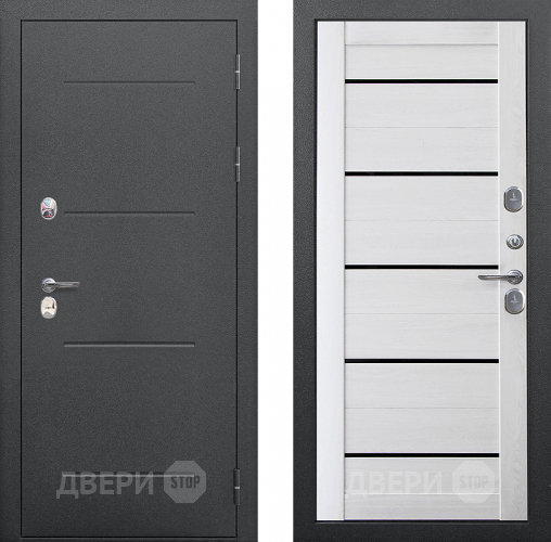Входная металлическая Дверь Цитадель Isoterma Серебро/Астана милки (черная лакобель) в Подольск