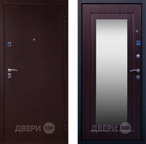 Входная металлическая Дверь СТОП Медь ЗЕРКАЛО Венге в Подольск