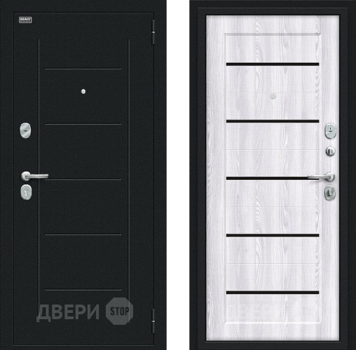 Входная металлическая Дверь Bravo Борн Букле черное/Riviera Ice в Подольск