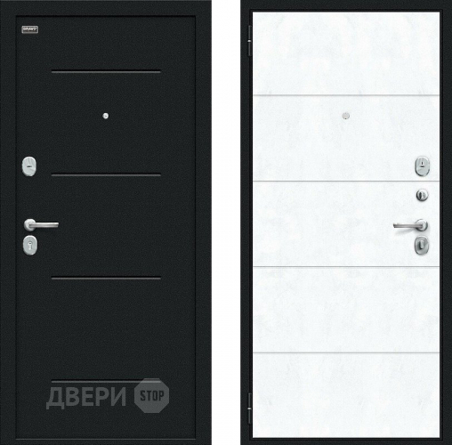 Входная металлическая Дверь внутреннего открывания Bravo Граффити-1 Инсайд Букле черное/Snow Art в Подольск