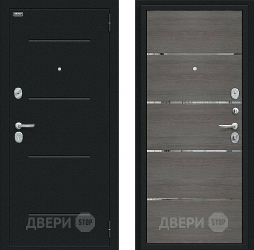 Дверь Bravo Лайн Букле черное/Grey Veralinga в Подольск