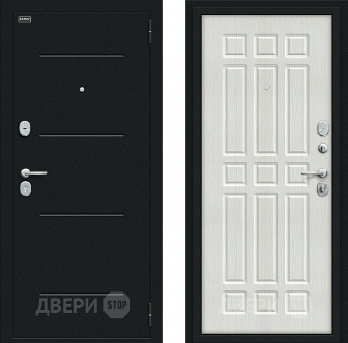 Входная металлическая Дверь Bravo Мило Букле черное/Bianco Veralinga в Подольск