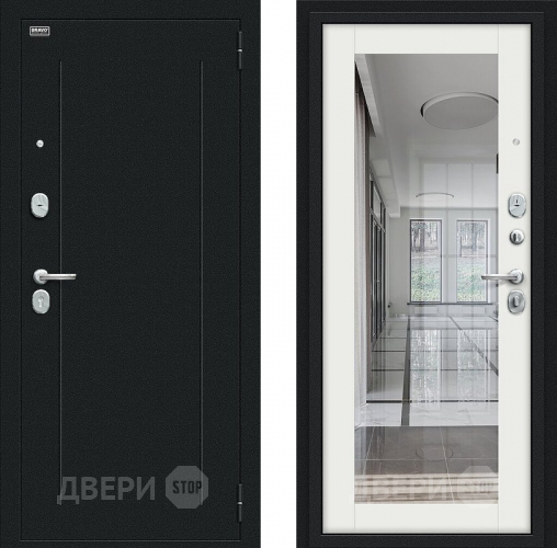Входная металлическая Дверь Bravo Флэш Букле черное/Bianco Veralinga в Подольск