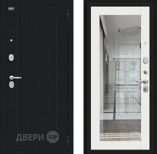 Входная металлическая Дверь Bravo Флэш Букле черное/Off-white в Подольск