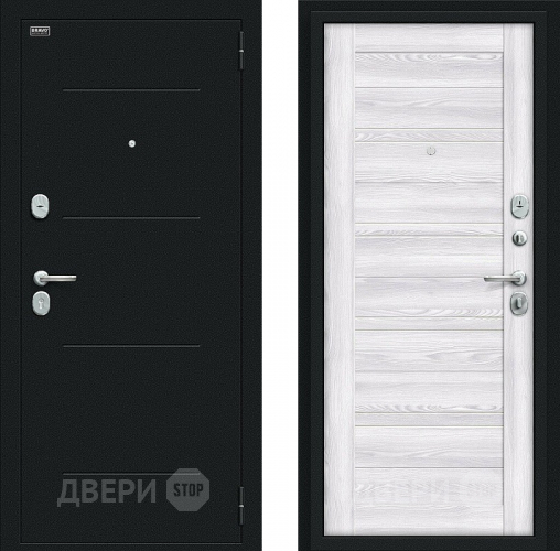 Входная металлическая Дверь Bravo Сити Kale Букле черное/Riviera Ice в Подольск