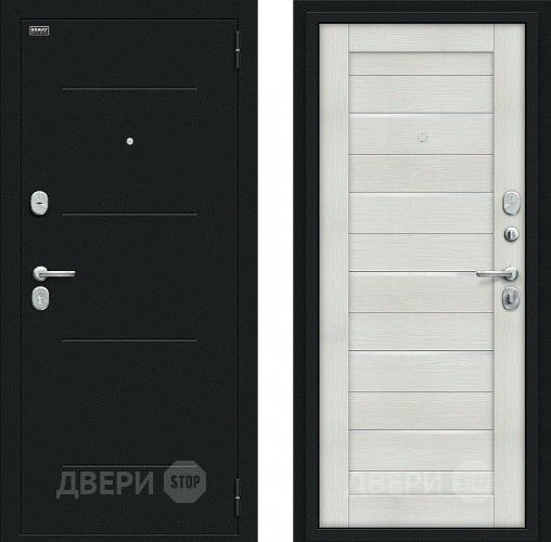 Входная металлическая Дверь Bravo Техно Kale Букле черное/Bianco Veralinga в Подольск