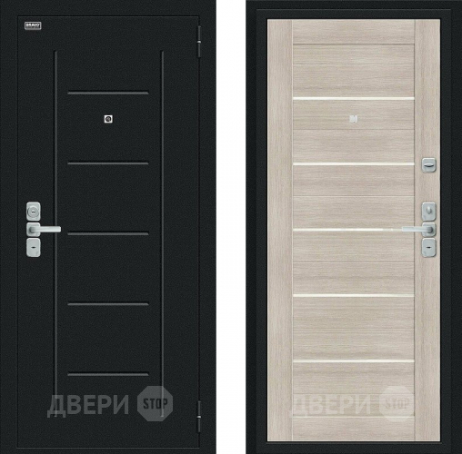 Входная металлическая Дверь Bravo Райт Букле черное/Cappuccino Veralinga в Подольск