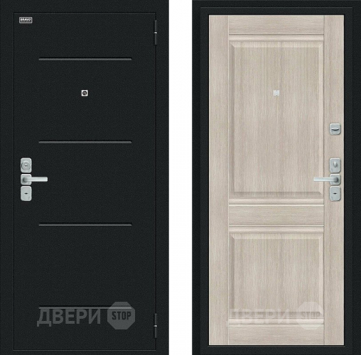 Входная металлическая Дверь Bravo Нео Букле черное/Cappuccino Veralinga в Подольск
