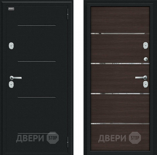 Входная металлическая Дверь Bravo Thermo Лайн Букле черное/Wenge Veralinga в Подольск