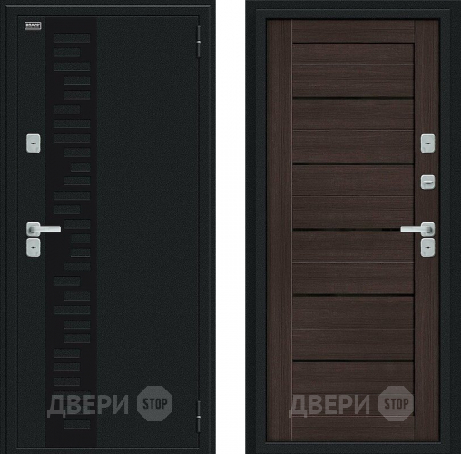 Входная металлическая Дверь Bravo Thermo Техно Декор Букле черное/Wenge Veralinga в Подольск
