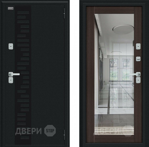 Входная металлическая Дверь Bravo Thermo Флэш Декор Букле черное/Wenge Veralinga в Подольск