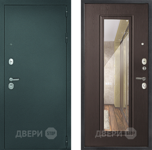 Входная металлическая Дверь Дверной Континент Рубикон Серебро Зеркало Венге в Подольск