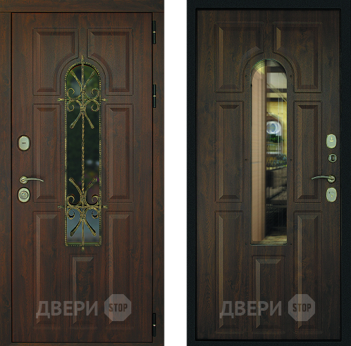 Входная металлическая Дверь Дверной Континент Лион Темный орех в Подольск