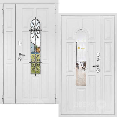 Входная металлическая Дверь Дверной Континент Лион Двустворчатая Белая в Подольск