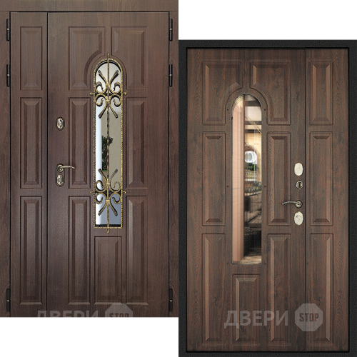 Входная металлическая Дверь Дверной Континент Лион Двустворчатая Темный орех в Подольск