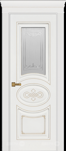 Межкомнатная дверь Дверь Премьер ДО, белая эмаль, патина золото, мателюкс с фрезеровкой в Подольск
