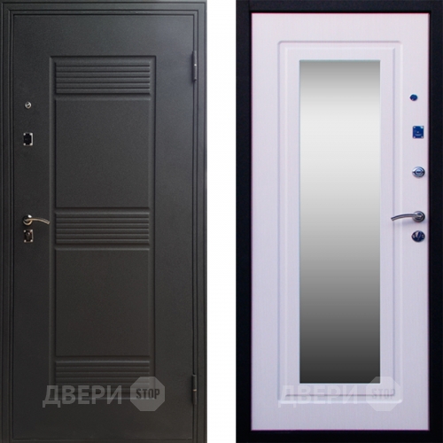 Входная металлическая Дверь СТОП ЗЕРКАЛО Ясень Белый в Подольск