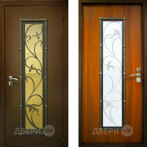 Заводские двери с ковкой и стеклом Лоза в Подольск