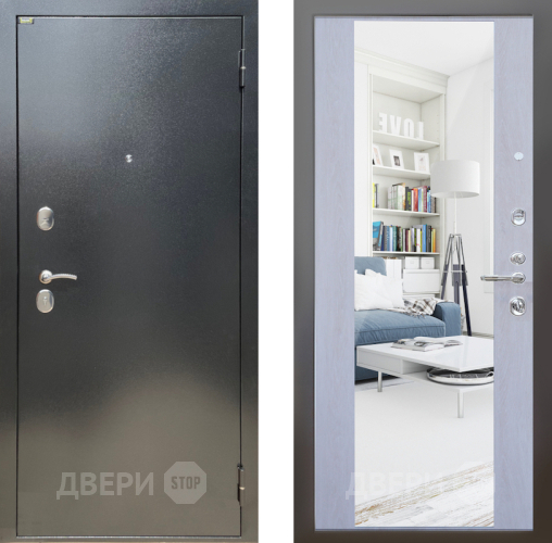 Входная металлическая Дверь Шелтер (SHELTER) Стандарт 12 с зеркалом Дуб филадельфия крем в Подольск