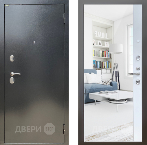 Входная металлическая Дверь Шелтер (SHELTER) Стандарт 14 с зеркалом Белый матовый в Подольск