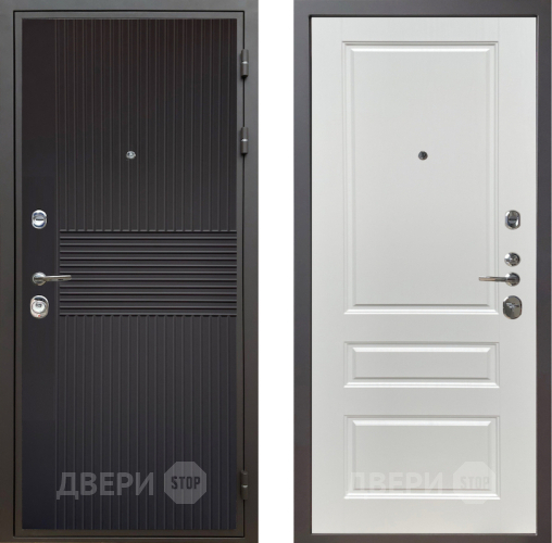 Входная металлическая Дверь Шелтер (SHELTER) Комфорт Черная шагрень 1 Белый ясень в Подольск