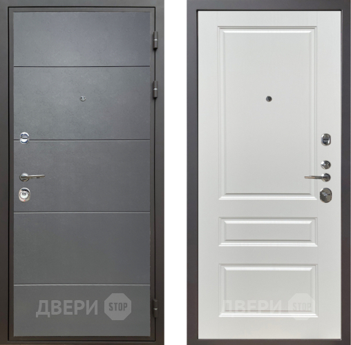 Входная металлическая Дверь Шелтер (SHELTER) Комфорт Лофт графит 1 Белый ясень в Подольск