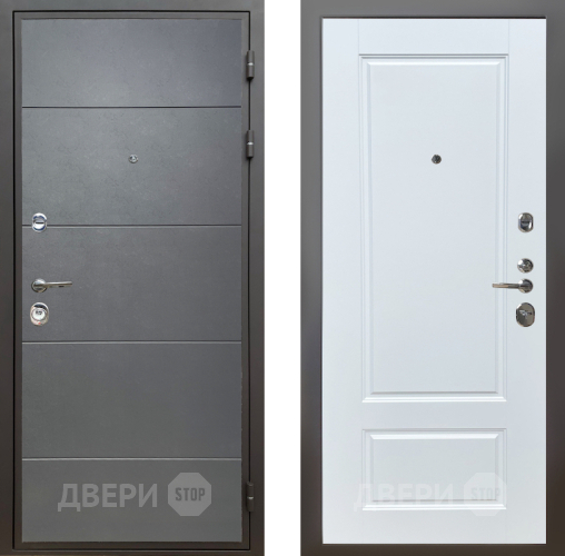 Входная металлическая Дверь Шелтер (SHELTER) Комфорт Лофт графит 4 Белый матовый в Подольск