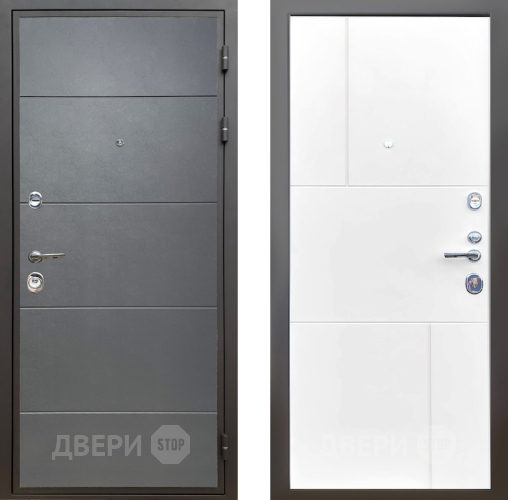 Входная металлическая Дверь Шелтер (SHELTER) Комфорт Лофт графит 8 Белый матовый в Подольск