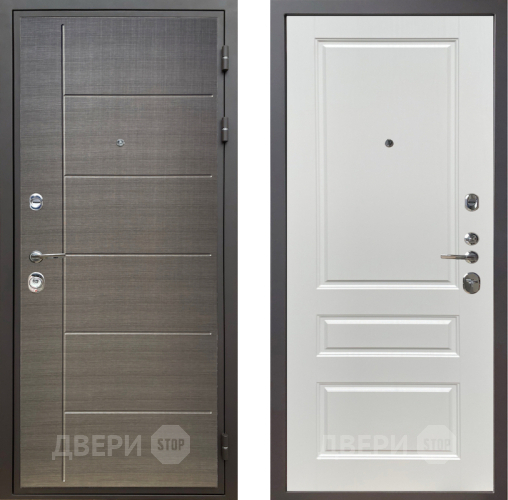 Входная металлическая Дверь Шелтер (SHELTER) Комфорт Лен сильвер 1 Белый ясень в Подольск