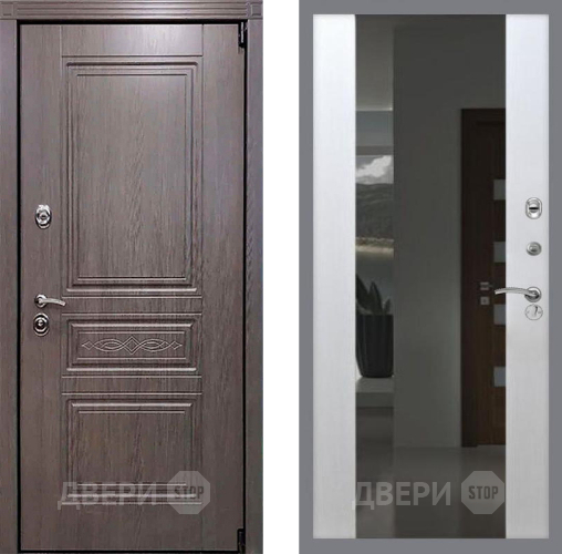 Входная металлическая Дверь Рекс (REX) Пренмиум-S СБ-16 Зеркало Белый ясень в Подольск