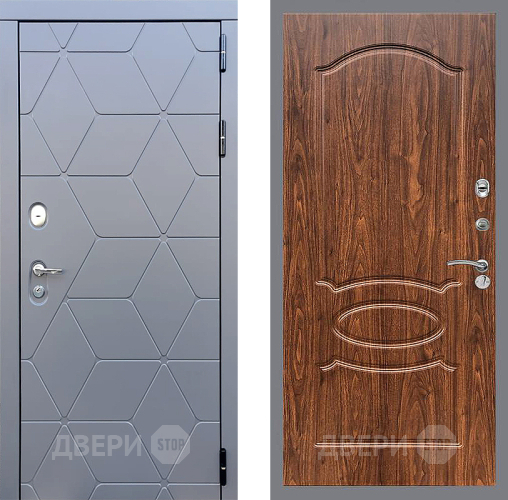 Входная металлическая Дверь Стоп КОСМО ФЛ-128 орех тисненый в Подольск