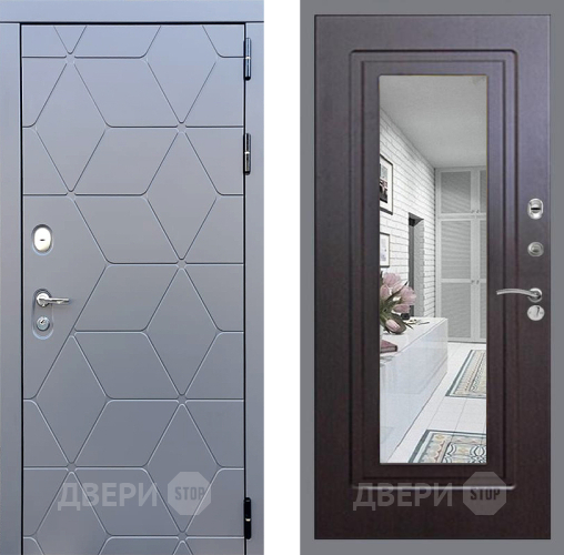 Входная металлическая Дверь Стоп КОСМО Зеркало ФЛ-120 Венге в Подольск