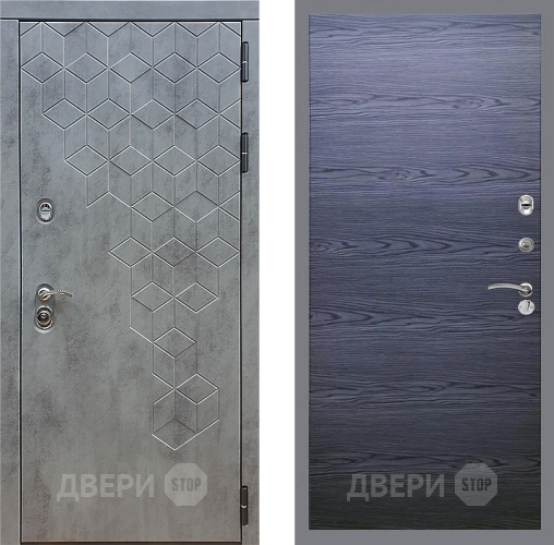 Входная металлическая Дверь Стоп БЕТОН Гладкая Дуб тангенальный черный в Подольск
