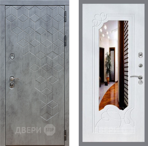 Входная металлическая Дверь Стоп БЕТОН ЗкркалоФЛ-147 Ясень белый в Подольск