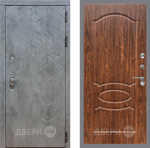 Входная металлическая Дверь Стоп БЕТОН ФЛ-128 орех тисненый в Подольск
