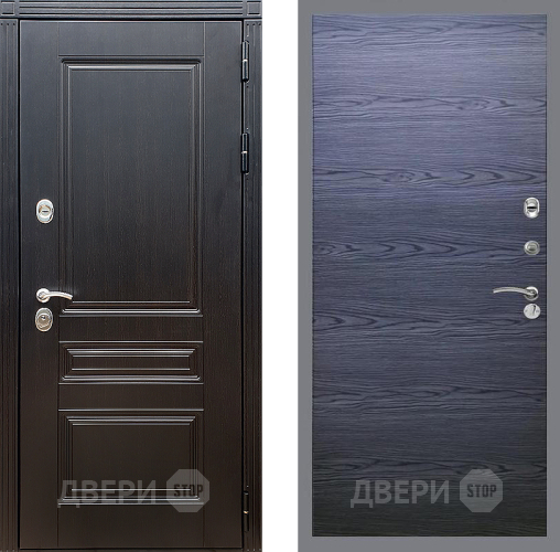 Входная металлическая Дверь Стоп МЕГАПОЛИС Гладкая Дуб тангенальный черный в Подольск