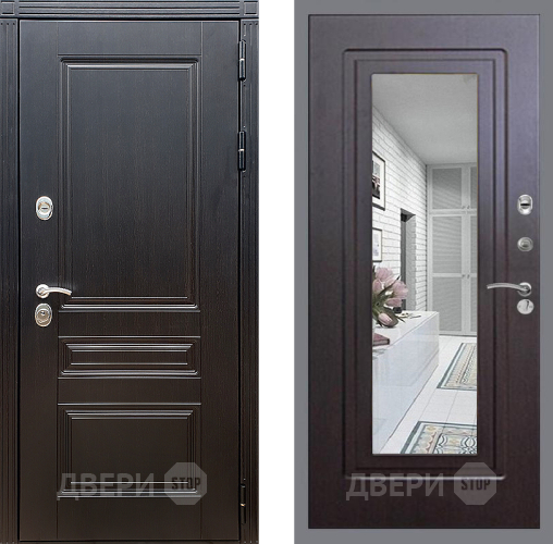 Входная металлическая Дверь Стоп МЕГАПОЛИС Зеркало ФЛ-120 Венге в Подольск