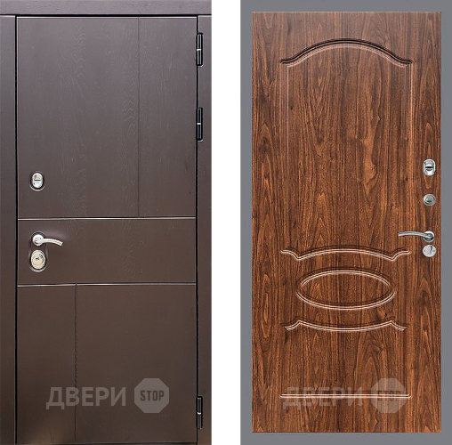 Входная металлическая Дверь Стоп УРБАН ФЛ-128 орех тисненый в Подольск