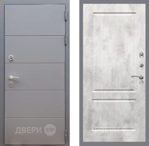 Входная металлическая Дверь Стоп АРТ ГРАФИТ ФЛ-117 Бетон светлый в Подольск