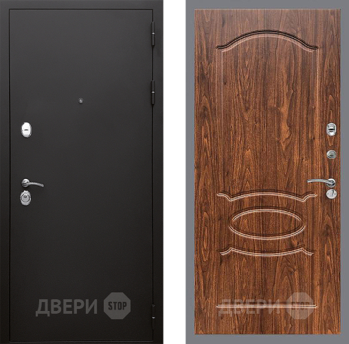 Входная металлическая Дверь Стоп КЛАССИК Шагрень ФЛ-128 орех тисненый в Подольск