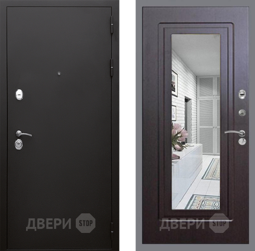 Входная металлическая Дверь Стоп КЛАССИК Шагрень Зеркало ФЛ-120 Венге в Подольск
