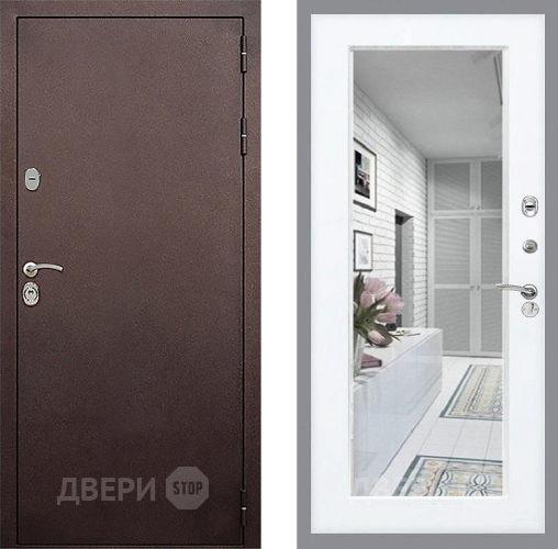 Входная металлическая Дверь Стоп КЛАССИК Медь Зеркало Силк Сноу в Подольск