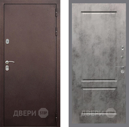 Входная металлическая Дверь Стоп КЛАССИК Медь ФЛ-117 Бетон темный в Подольск